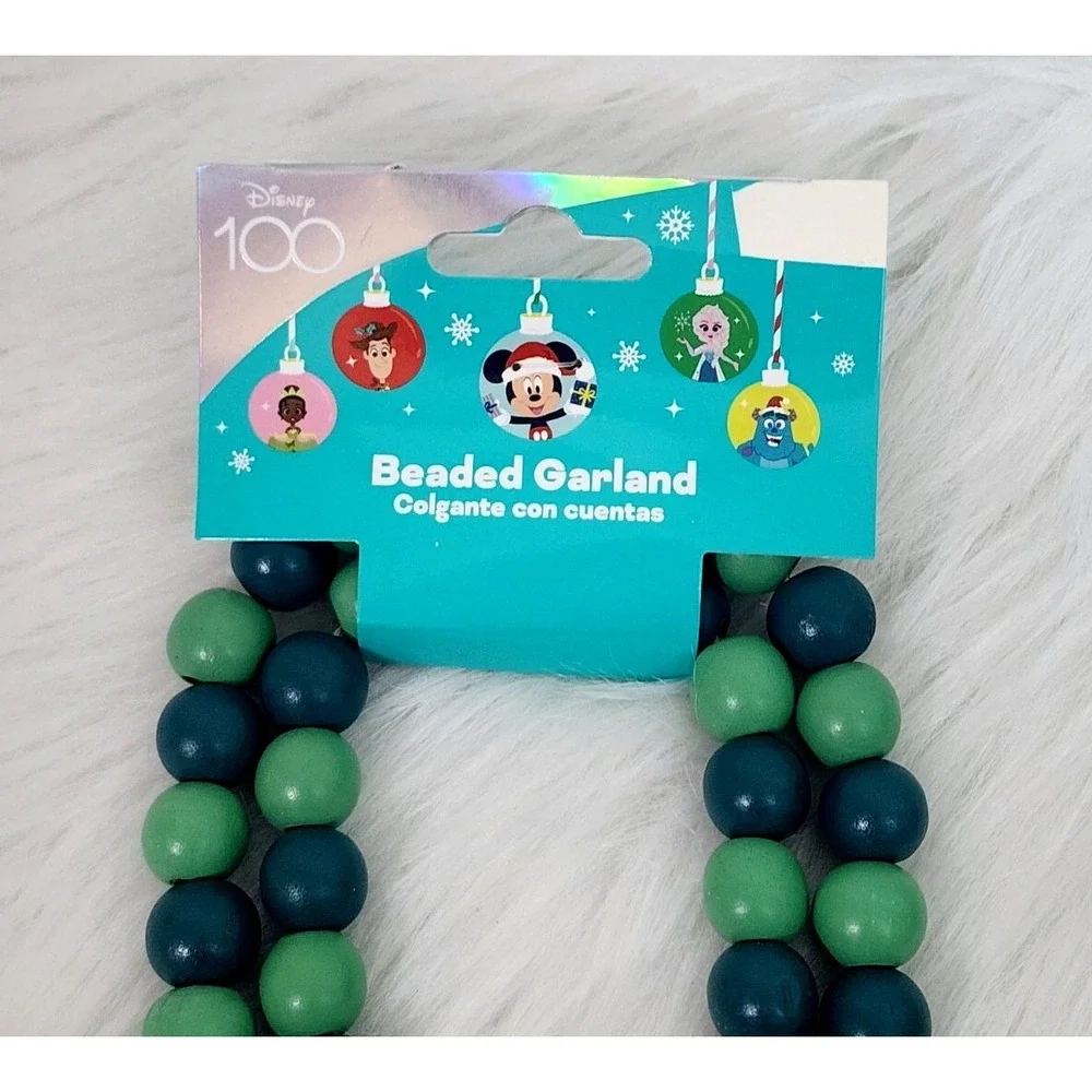 Mickey‎ Mouse Wood Beaded Christmas Garland Decor With Tassel 44.5